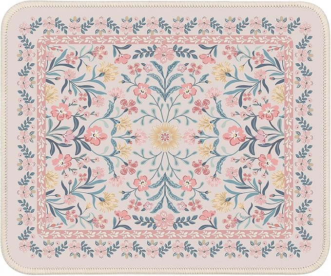 iCasso Aesthetic Small Floral Mouse Pad, Anti-Slip and Comfortable Cloth Mouse by iCasso
