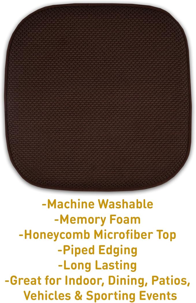 4 Pack Memory Foam Honeycomb Nonslip Back 16" x16" Chair/Seat Cushion Pad - Image 3