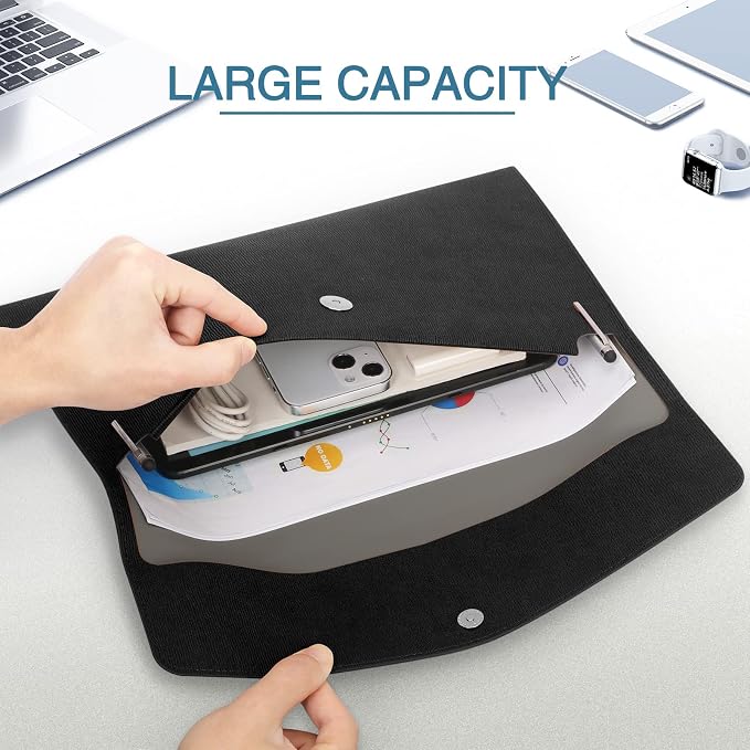 FYY File Folder, PU Leather A4 Document Holder File Organizer Filing Envelope - Image 3