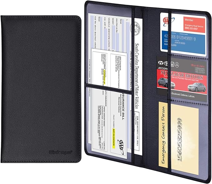 Wisdompro Car Document Holder Organiser, PU Leather Vehicle Insurance and by Wisdompro
