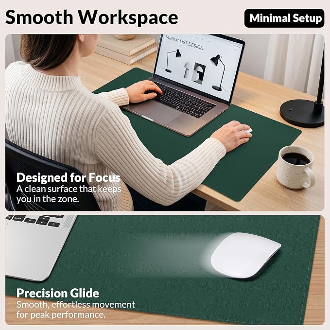 AFIING Cork Desk Mat, Dark Green, 35.4" x 17", Desk pad Protector | Dual-Sided - Image 5