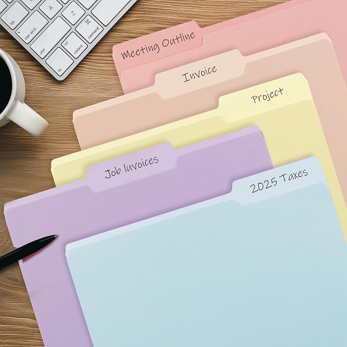 Color File Folders, 1/3-Cut Tabs, 60 Pack File Folder Letter Size, 6 Pastel - Image 8