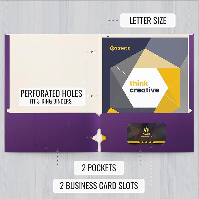 Better Office Products Two Pocket Portfolio Folders, Letter Size Paper Folders - Image 2