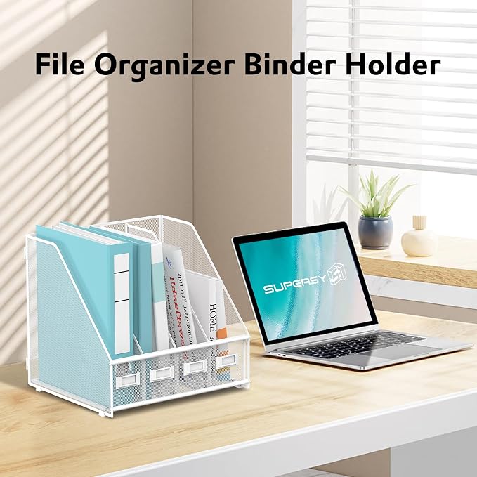 SUPEASY Magazine File Holder, Binder Holder Metal Desk Organizer - Image 6