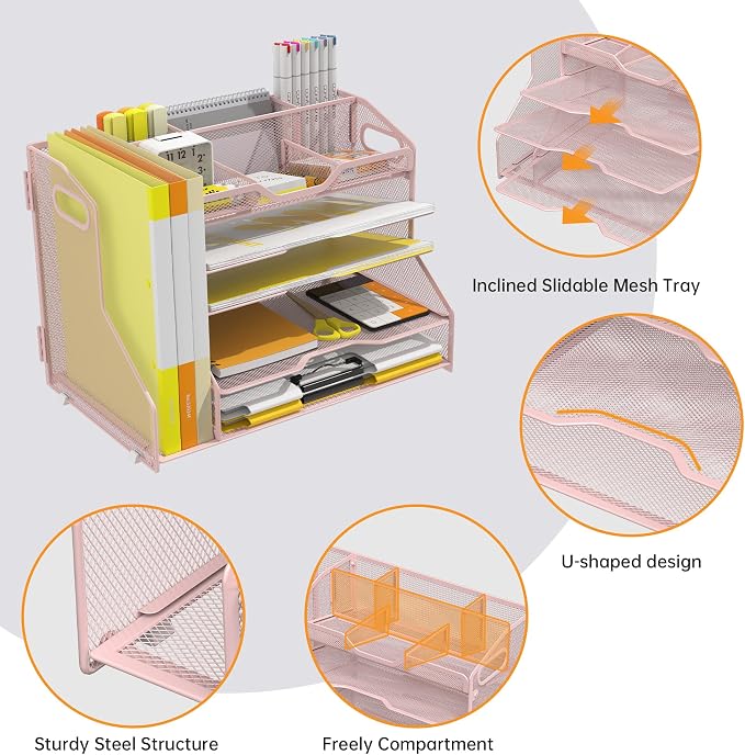 YINGHUA 5 Tier Paper Tray Letter Organizer - Image 5
