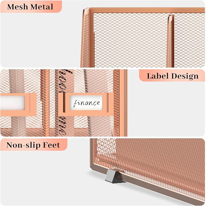 SUPEASY Desk Organizers Metal Desk Magazine File Holder - Image 4