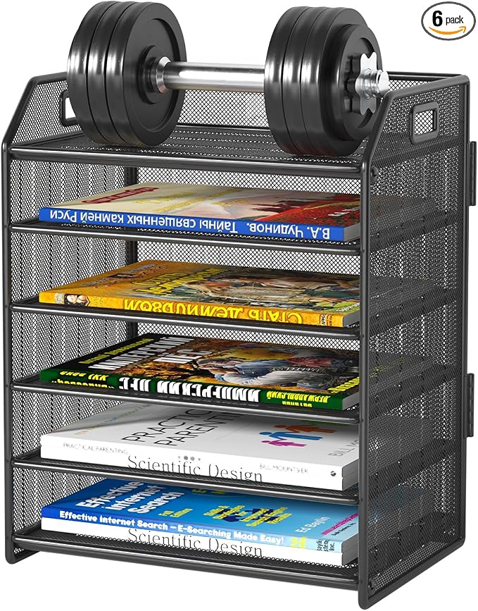 6 Tier Paper Organizer Letter Tray, Metal Mesh Paper Tray Organizer by FANXIYQ
