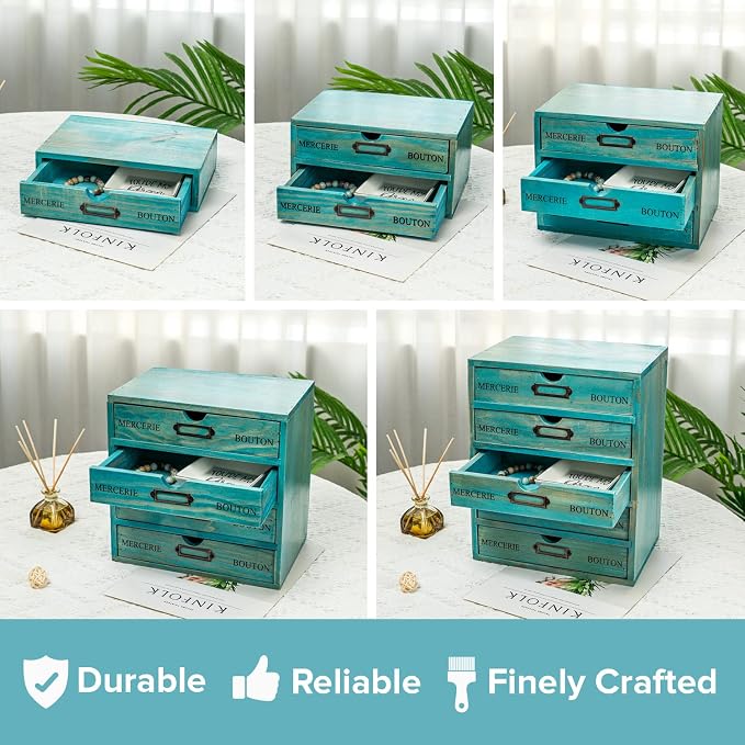 5-piece Full Matching Set Turquoise Wooden Cabinets, European Country Style - Image 7