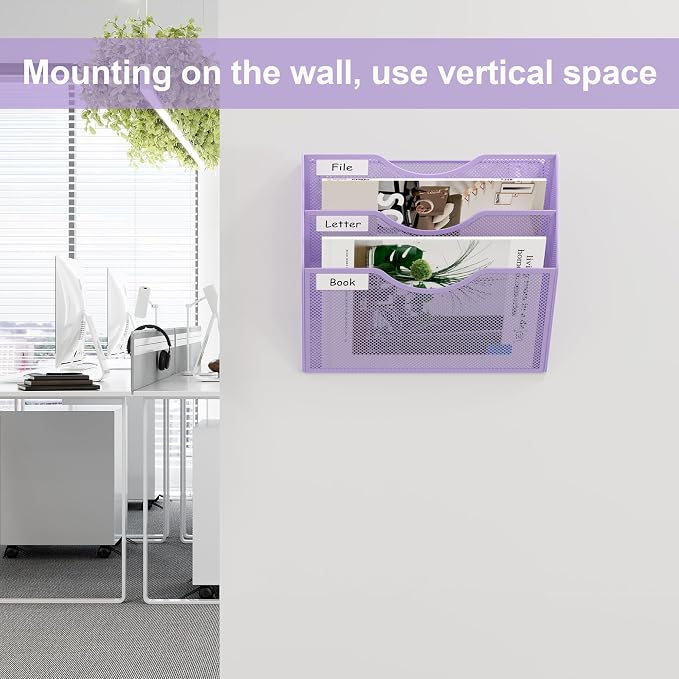 EasyPAG 3 Pocket Mesh Wall File Organizer, Hanging Paper Folder Holder - Image 4