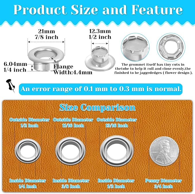 643Pcs Grommet Tool Kit 12mm 1/2 Inch Eyelet Kit - Image 2