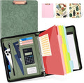 Ospelelf Green Leather Portfolio Binder 3 Ring, Zippered Clipboard Folder by OspelelfOfficeSupplies