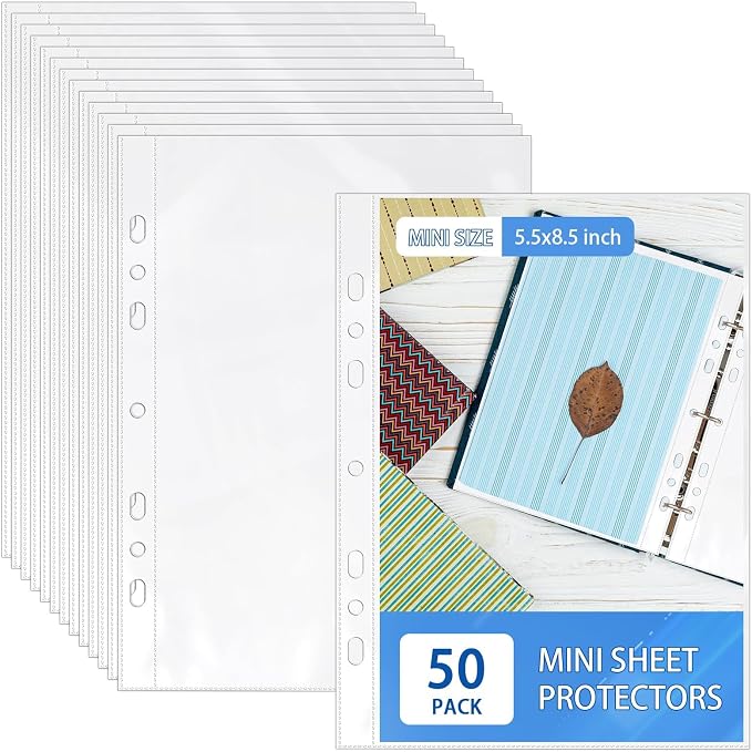 VOKOY 50 Pack 5.5x8.5 Inch Sheet Protectors by VOKOY