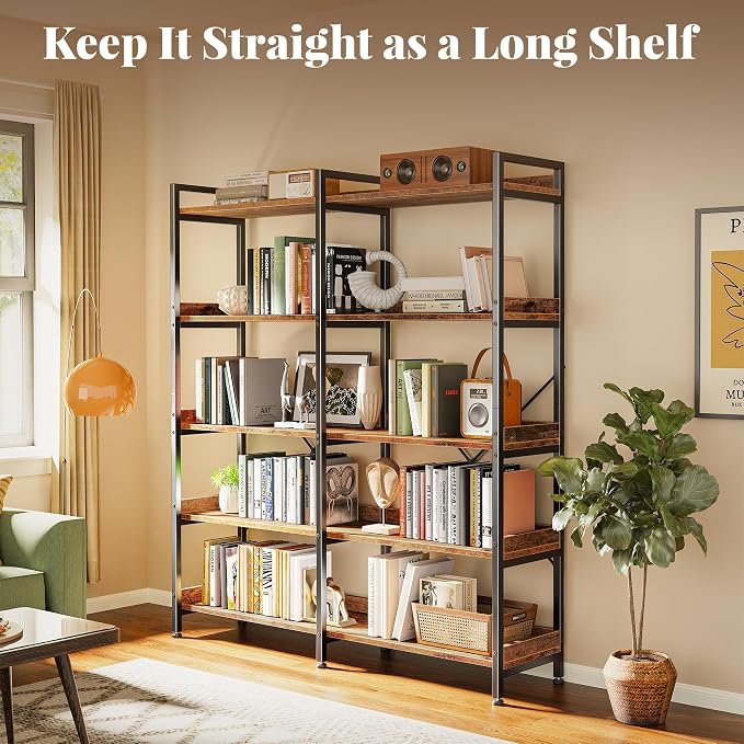 Huuger 5 Tier Bookshelf, Display Bookshelf - Image 4
