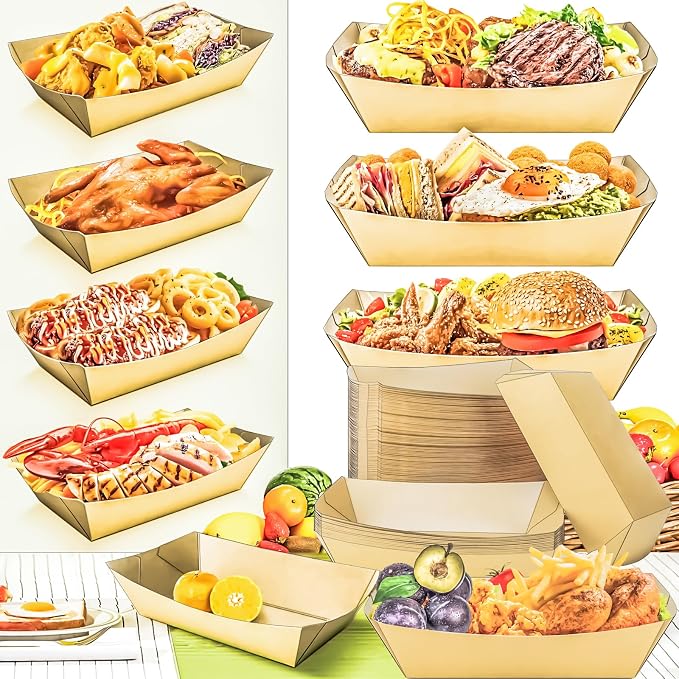 150 Pack 5LB Extra Large Paper Food Boats Trays Disposable Paper Boat Plate - Image 5