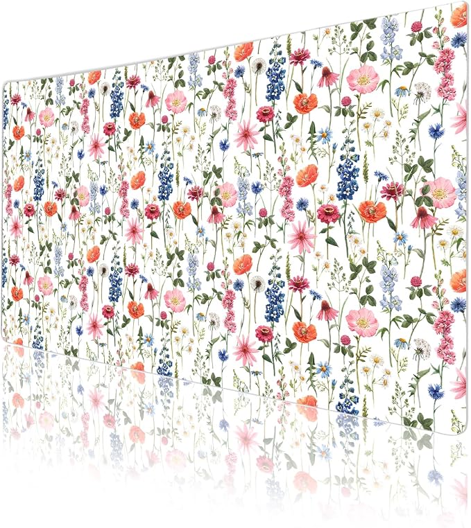 Colorful Star Large Mouse Pad, Watercolor Floral Desk Mat Office Supplies - Image 5
