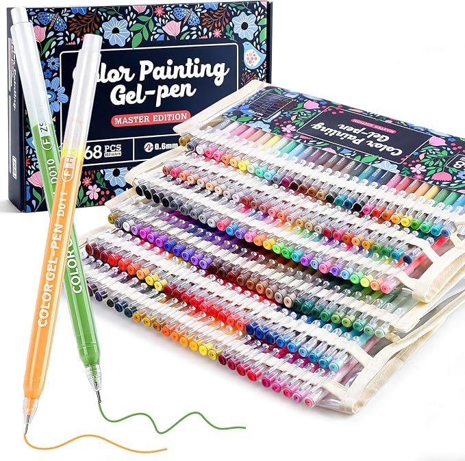 168Pcs Colored Gel Pens, 162 Colors 0.6mm Fine Point Gel Pens Colored Set by Unknown