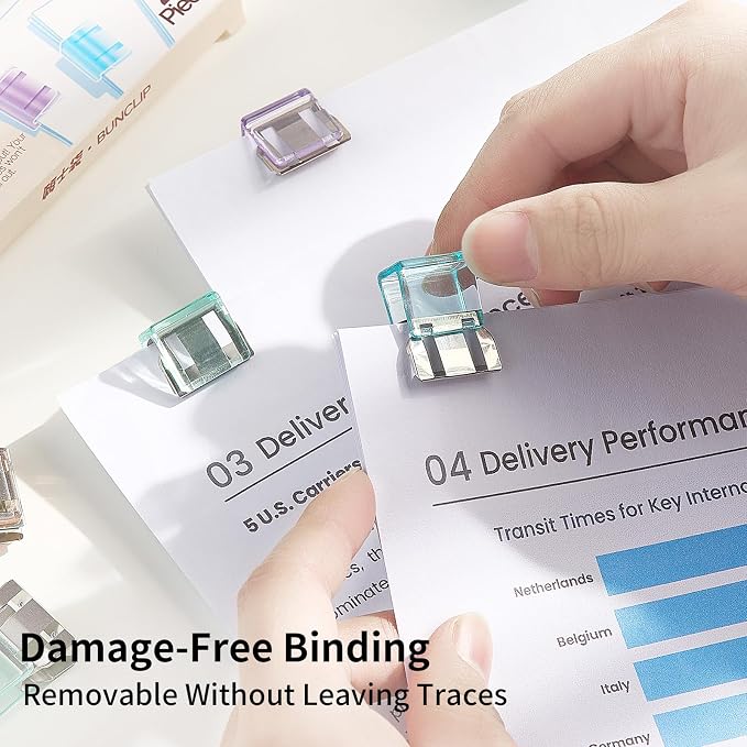 Push Paper & Binder Clips, 40 Pack 50 Sheet Heavy Duty No Damage | Reusable - Image 5