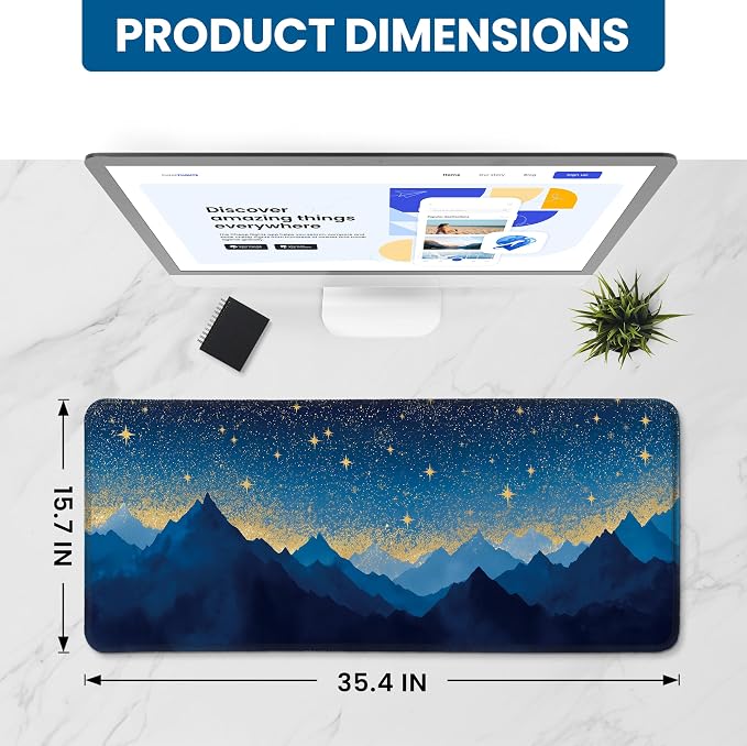 Aesthetic Desk Mat, Cute Starlit Peaks Desk Pad Protector - Image 2