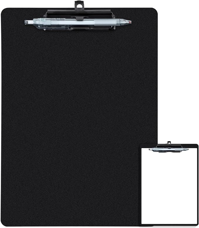 FRETONBA Clipboard with Pen Holder, Plastic Clipboard with Low Profile Metal by FRETONBA