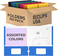 Folders with Pockets 2 Pocket Folders Bulk, Holds 100 Sheets Assorted Colors by VEEBOOST