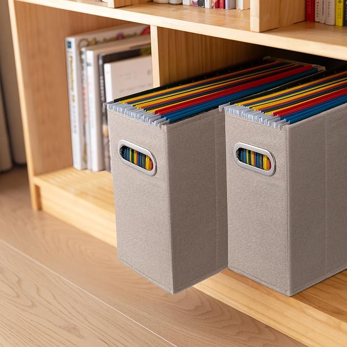 4 Packs Letter Size File Organizer, File Folders Organizer, Fabric Storage Box - Image 7