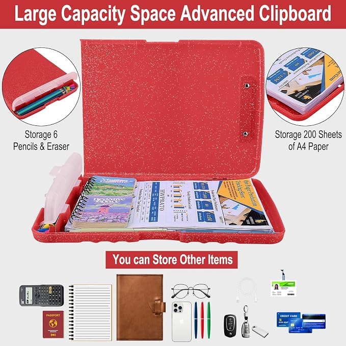 HWPRATO Glitter Clipboard with Storage, Clip Boards 8.5x11 with Pen Holder - Image 3