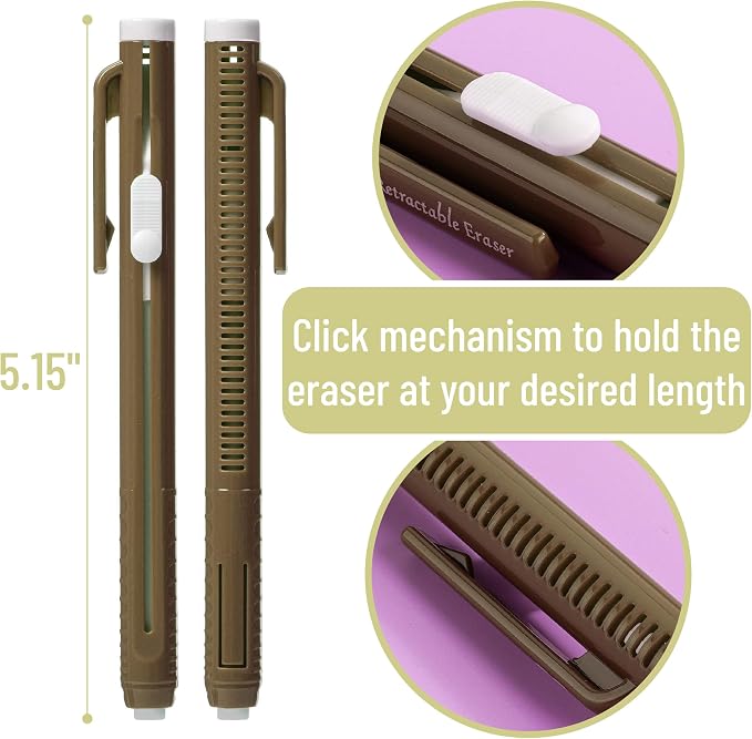 Mr. Pen- Retractable Mechanical Eraser Pens, 6 Pack, Earthy Colors | Latex-Free - Image 3