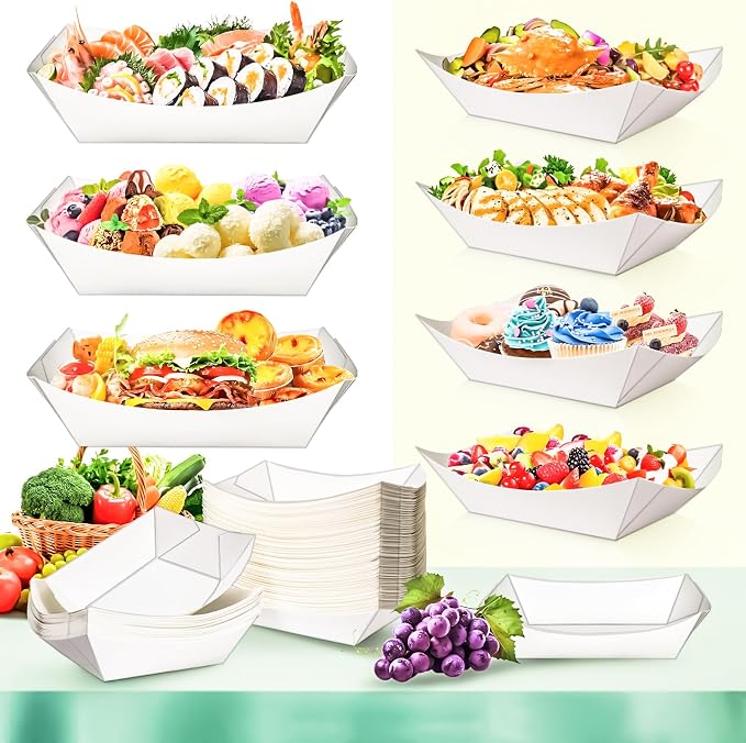 100 Pack 5LB Extra Large Paper Food Boats Trays Disposable Paper Boat, Heavy - Image 5