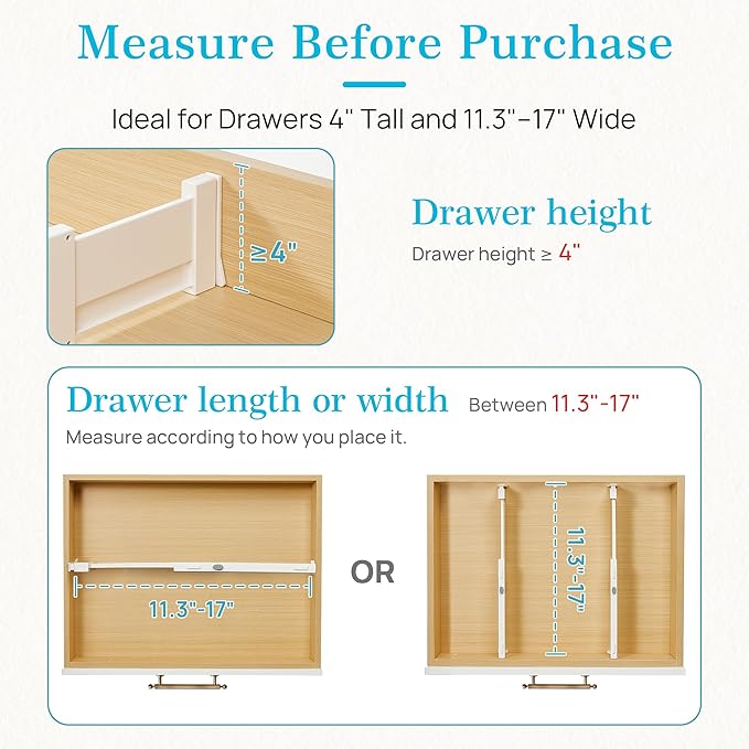 Vtopmart Drawer Dividers for Clothes 8 Pack, Adjustable 4" High Expandable from - Image 7