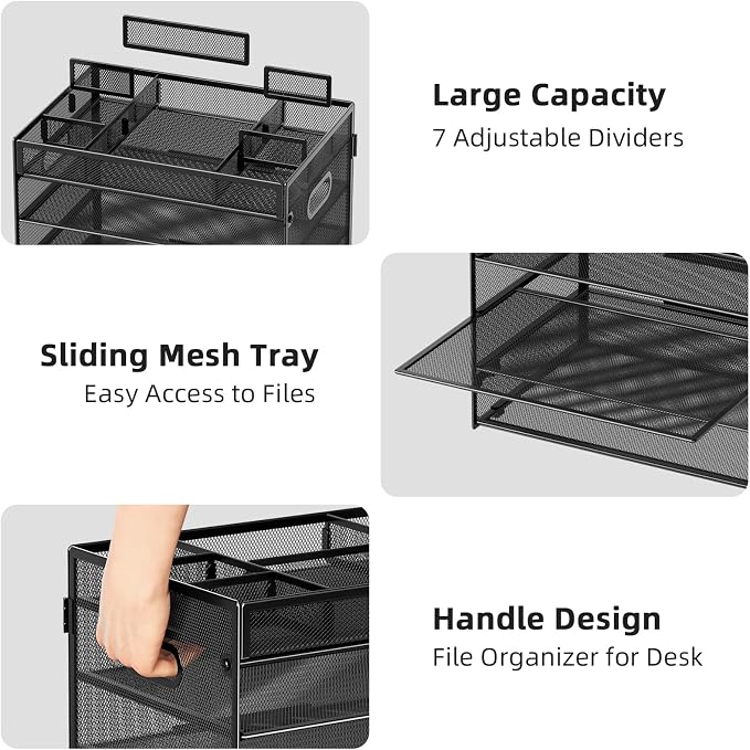 Marbrasse 5 Tier Paper Organizer Letter Tray, Mesh Desk File Organizer - Image 3