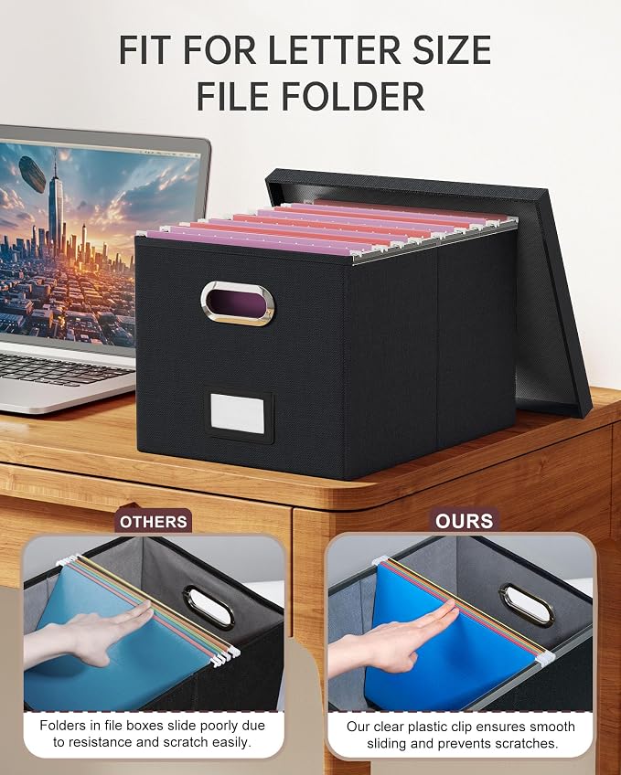Oterri 2 Pack File Storage Organizer, Filing Box, Portable File Box - Image 4