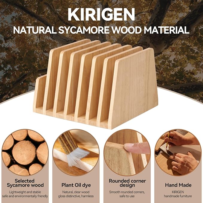 KIRIGEN Wooden Desk Mail Organizer, 7-Slot File Holder and Letter Sorter Wood - Image 7