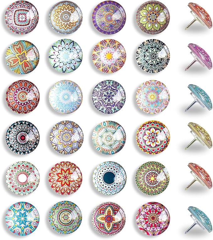 24 Glass Decorative Push Pins, Cute Bulletin Board Pins, Cute Thumbtacks by KEYDUACU
