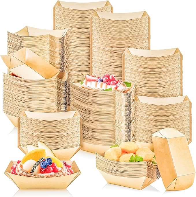 300 Pack 1/2Lb Paper Food Boat Trays Disposable Small Paper Boats Plates by MotBach