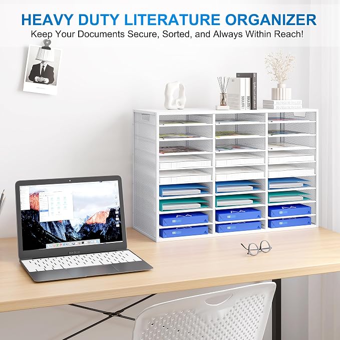 Mail Sorter Adjustable Countertop Mail Holder, Heavy Duty Literature Organizer - Image 2
