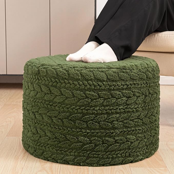 Round Pouf Ottoman 20 x 20 x 14 Inches Boho Poof Home Decor Floor Pouffe by Poofieotto