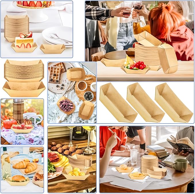 120 Pack 1/2Lb Paper Food Boat Trays Disposable Small Paper Boats Plates - Image 7