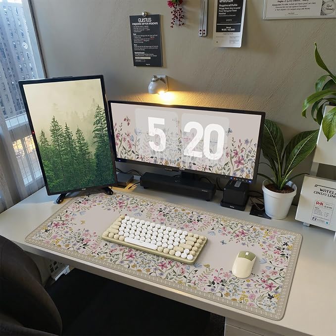 iCasso Floral Desk Mat for Keyboard and Mouse, Cute Gaming Mouse Pad XXL - Image 7