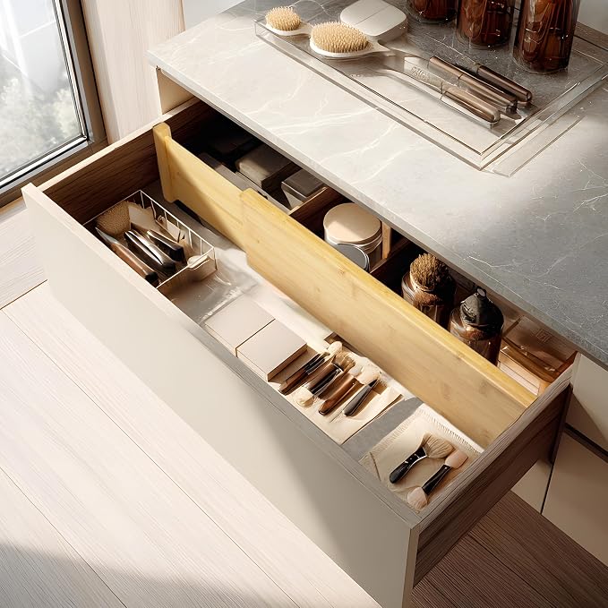 VaeFae 6 Pack Bamboo Drawer Dividers, Expandable Separators - Image 5