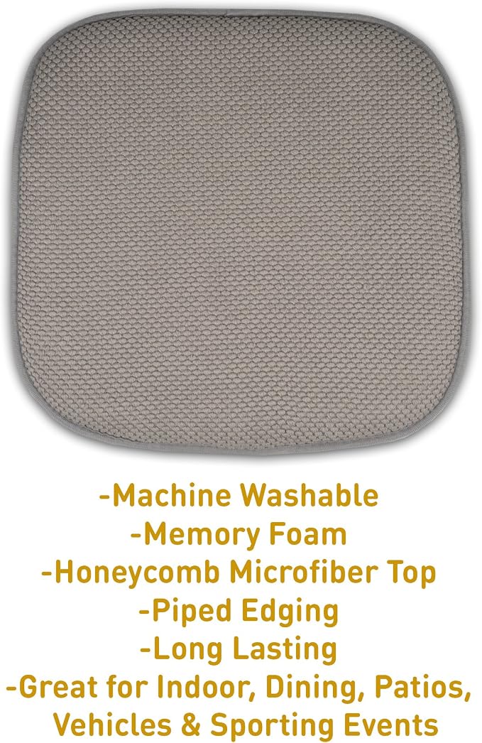 Sweet Home Collection Memory Foam Chair Cushion Honeycomb Pattern Solid Color - Image 3