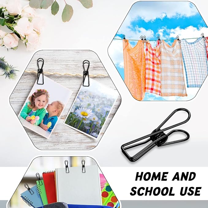 100 Pcs Paper Clips Metal Wire Hollow Out Clothespins Multi Purpose Utility - Image 6