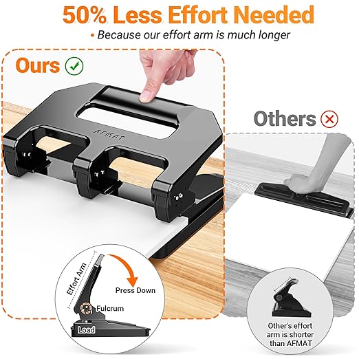 AFMAT HPX1 Heavy Duty 3 Hole Punch, 3 Hole Puncher - Image 3