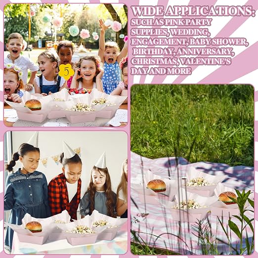 Geosar 100 Pcs Pink Paper Food Trays Bulk Disposable Food Boat - Image 7
