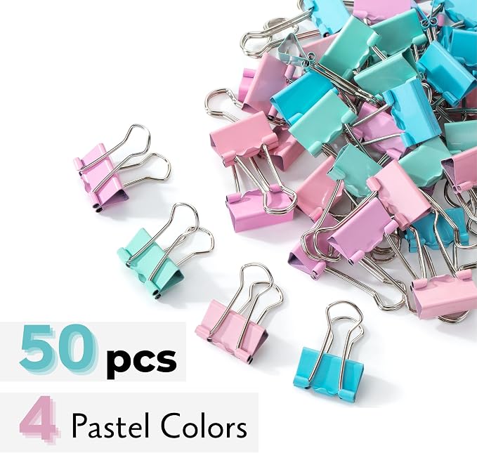 Mr. Pen- Small Binder Clips, Small Size | Pastel Color Metal Binder Paper Clips - Image 2