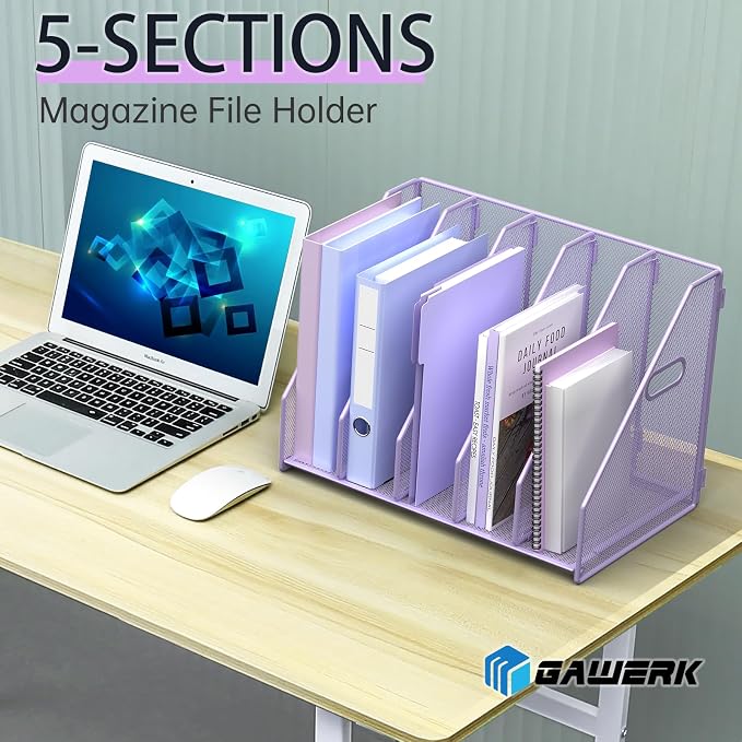 MINDEPOT Desk File Organizer Metal Desk Magazine Folder Holder - Image 3