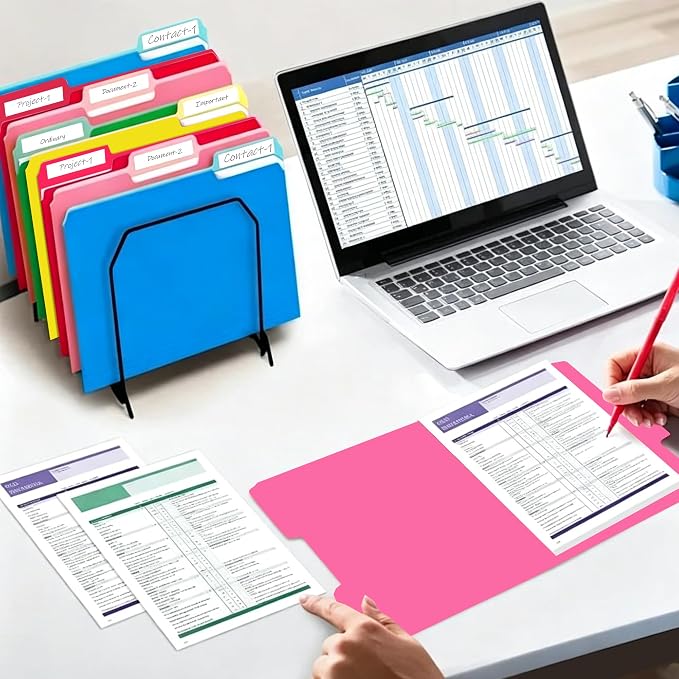 100 Packs Colored File Folders, Light Green File Folders, Two Tone Color File - Image 7