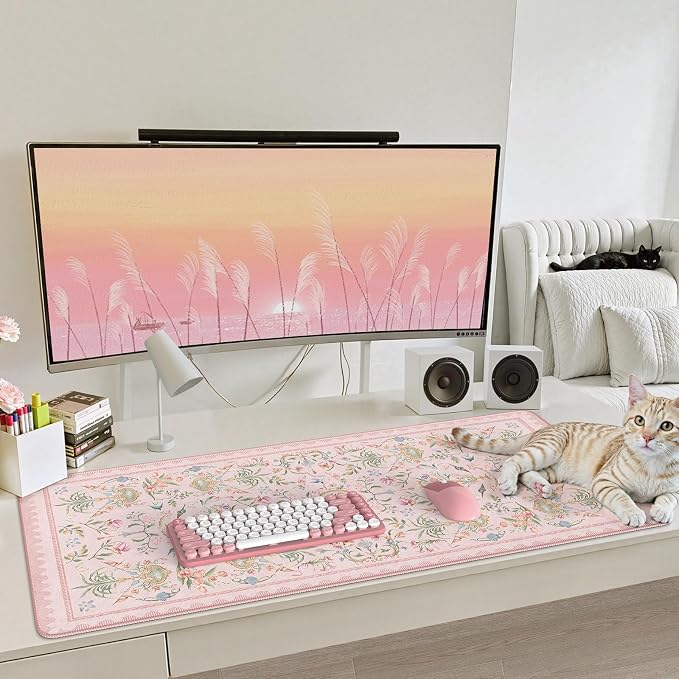 iCasso Pink Desk Cover Mat, Big Mouse Pad - Image 5