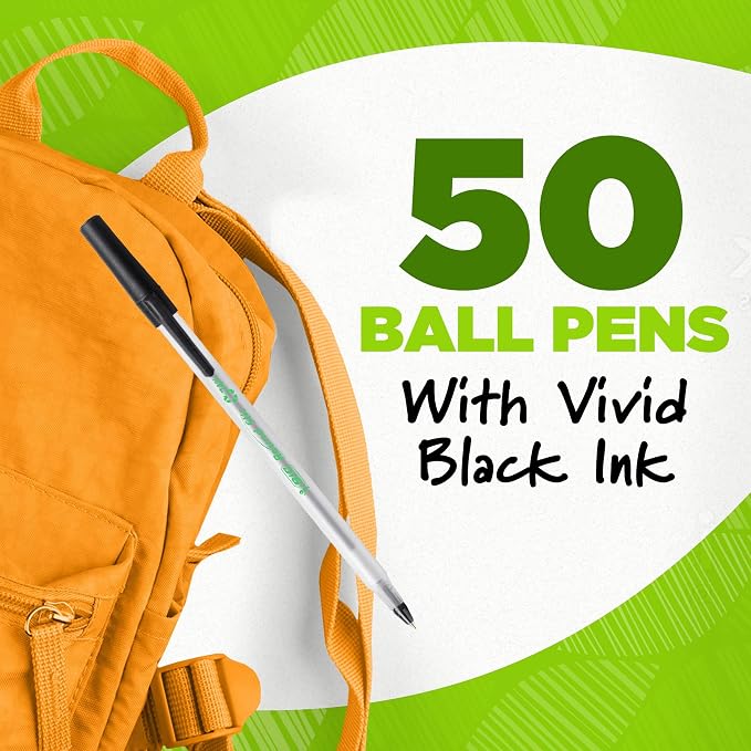BIC Ecolutions Round Stic Ballpoint Pens, Medium Point, 50-Count Pack - Image 3