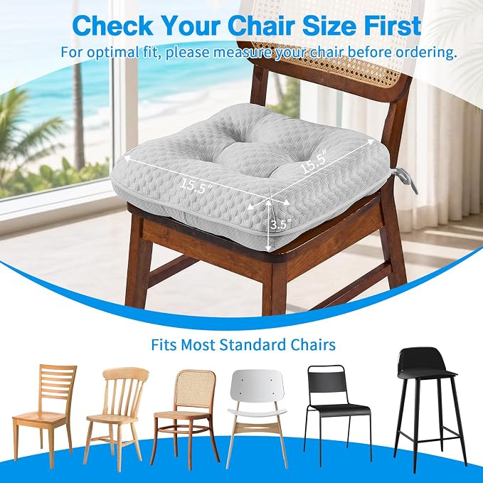 BETU Cooling Chair Cushions Set of 6, 3.5” Thick Seat Cushions, Breathable - Image 4