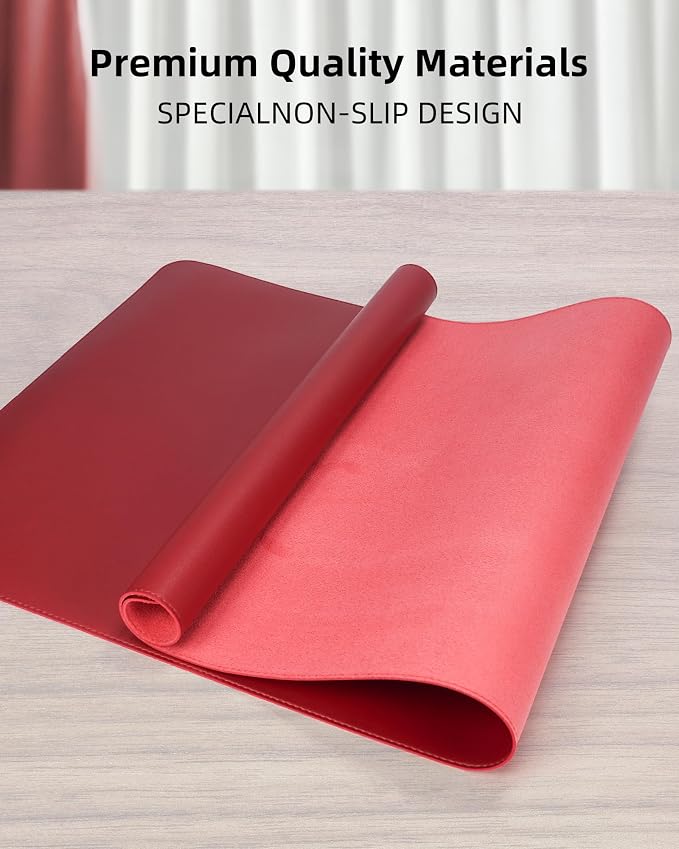 Leather Desk Protector, Non-Slip PU Laptop Blotter, Waterproof Writing Pad - Image 2